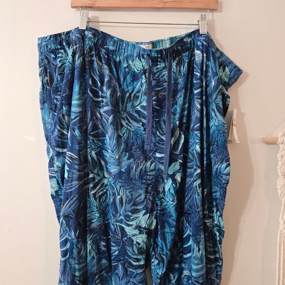 NWT Tommy Bahama 100% Cotton Poplin Blue Monstera Palm Pajama Pants Size 3XLB 3X - Picture 2 of 8